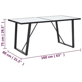 vidaXL Esstisch 160 x 75 x 80 cm schwarz/weiß