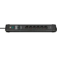 Brennenstuhl Premium-Line Steckdosenleiste 6-fach mit Schalter und Überspannungsschutz (Steckerleiste mit 3m Kabel, 2-fach USB 3,1 A, Made in Germany) schwarz