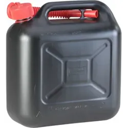 Hünersdorff Kraftstoff-Kanister STANDARD 10 L, HDPE schwarz, mit UN-Zulassung, rotes Zubehör