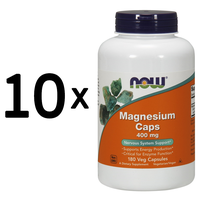 (1800 g, 96,44 EUR/1Kg) 10 x (NOW Foods Magnesium, 400mg - 180 caps)