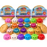 So Sachen Mystery Dumpling XXL Squishy ca. 9,5 cm in Bambus Box 1er 3er 4er 6er Set Glitzer oder Matt zufällige Farbe Squeeze Toy Anti Stress Knetball Baozi Mochi Geschenk Idee