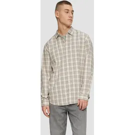 QS Regular Fit: Kariertes Struktur-Hemd aus Baumwolle - beige|grau - XXL