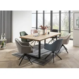 Home Affaire Esstisch HOME AFFAIRE "New York", schwarz (natur, schwarz), B:160cm H:77cm T:90cm, Tische, Esstisch, mit Platte aus geölter Balkeneiche Lamelle