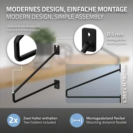 ML-Design 2 Stück Regalhalterung 265 mm Schwarz, aus Stahl, Haarnadel Regalwinkel, Hairpin Wandhalterung, Regalträger für Wandmontage, Industrielle Wandregal, Wandkonsole