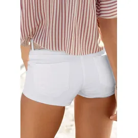 Buffalo Hotpants mit Taschen, kurze Hose, Jeansshorts, elastisch weiß 42