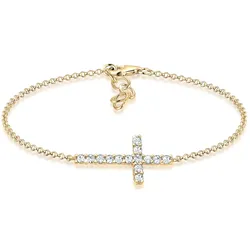 Elli Armkette »Armband Kreuz Glaube Kristalle Funkelnd Elegant 925 Silber« Elli Gold 160