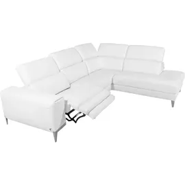Calia Italia Ecksofa CALIA ITALIA "Benja, Designsofa mit erstklassigen Komfortfunktionen zum Wohlfühlen", weiß (bianco puro), B:294cm T:227cm, Sofas, Ecksofa, in Leder, mit elektrischer Relaxfunktion