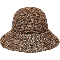 Strohhut ROXY "FOOLISH SHOREBIRD", Damen, Gr. L (58), grau (anthrazit), Web, Materialmix, gemustert, sportlich, Hüte, Metall-Label