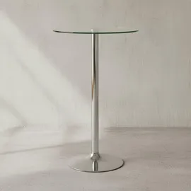 KADIMA DESIGN Stehtisch, Silber, Glas, Rund, Säule, 60x105x60 cm Durchmesser.