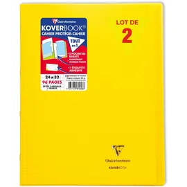 Clairefontaine 981606C - Packung mit 10 Heften Koverbook DIN A4+, 24x32cm, 48 Blatt kariert mit Rand, 90g, Einband PP, Orange, 1 Pack