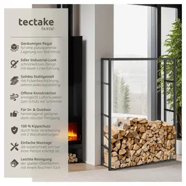 Tectake Kaminholzregal Tuby, für In- & Outdoor, 100,5x25x150cm - schwarz