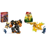 LEGO NINJAGO Coles Erdmech & NINJAGO Arins Drachengleiter, Ninja-Set mit Drachen-Spielzeug und Figuren inkl. Arin-Minifigur mit Mini-Katana, kleines Geschenk für Jungs und Mädchen ab 6 Jahren 71803