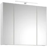 Lomadox Badezimmer Spiegelschrank, 80cm breit, mit Aufsatzleuchte in Weiß Glanz b/h/t ca. 80/70/16 cm