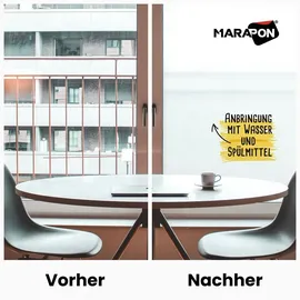 Marapon Fensterfolie Matt 0,30x2 m Sichtschutzfolie Fenster, Milchglasfolie Fensterfolie Blickdicht von aussen für Privatsphäre und UV-Schutz oder Fensterdekoration