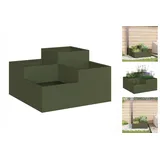 vidaXL Pflanzkübel 80x80x48 cm Olivgrün Stahl