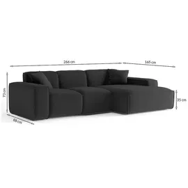 Fun Möbel Ecksofa Designersofa CELES in Stoff Opera Velvet Creme Ottomane Links - Beige