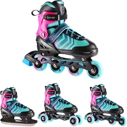 Schlittschuhe mit austauschbarem Hockey Skate 4in1 NH18192A Nils Extreme SCHWARZ|malvenfarben 39/43