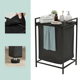 Relaxdays Wäschesammler mit Ablage, ausziehbar, HBT: 72 x 50 x 33 cm, tragbare Wäschebox, 65 Liter Innensack, schwarz