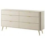 Selsey oval - Kommode mit sechs Schubladen, Beige, 172 cm breit