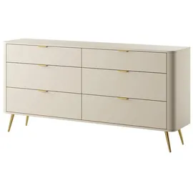 Selsey oval - Kommode mit sechs Schubladen, Beige, 172 cm breit