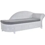 Rattan-Liege/Rechts/ Elegance Chaiselongue Lounge Liege mit Polster (Weiss)