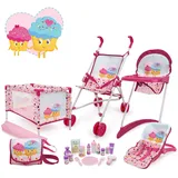 509 Crew 21 Piece Doll Stroll n Play & Care Combo Set, Doll Stroller, Doll Playard, Doll High Chair Set, Carry Cot, Diaper Bag, Feeding and Grooming Accessories, Ages 3+