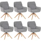 6er-Set Esszimmerstuhl HWC-Q37, drehbar, Stoff (680g/m2) Chenille Öko-Tex Holz