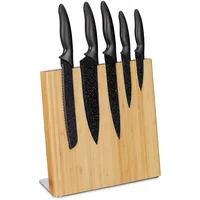 Relaxdays Messerblock magnetisch, Messerhalter aus Bambus, unbestücktes Messerbrett, universal,