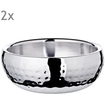 Edzard 2er Set Schale Pluto, Edelstahl hochglanzpoliert, außen gehämmert, Durchmesser 12 cm H 5 cm)