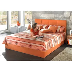 Polsterbett, orange (terrakotta), B:172cm L:210cm, Bezug Bett: Microfaser (100% Polyester), Bonnell-Federkernmatratze: 51% Polypropylen, 39% Polyester, 10% Baumwolle, Kaltschaummatratze: 100% Polyester, Bezug abnehm- und waschbar bis 60u00b0C, WESTFALIA SCHLAFKOMFORT, Betten, mit Bettkasten