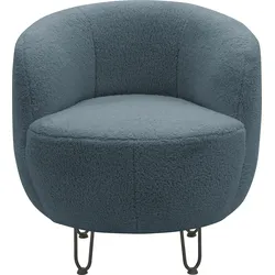 Sessel INOSIGN "Anjuli Lieferzeit nur 2 Wochen", blau (eisblau), B:72cm H:72cm T:76cm, 100% Polyester, Sessel, Runde Form, perfektes Einzelstück, Flausch oder Feinstruktur