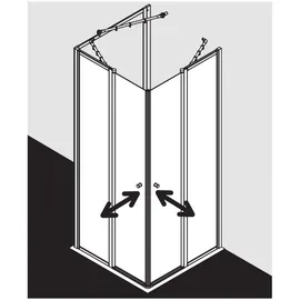 Kermi Nova 2000 Eckeinstieg mit Pendeltür rechts 80 x 185 cm Kunstglas silber