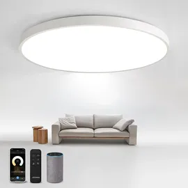 JDONG Smart LED Deckenleuchte Dimmbar 54W Flach Rund WIFI Deckenlampe Kompatibel mit Alexa und Google Assistant für Schlafzimmer Wohnzimmer Küche Flur ... - Weiß