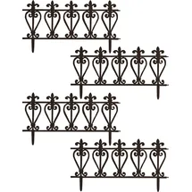 Hti-Living Zierzaun Ornament 4-teilig 4 x 90 cm Braun/Kunststoff