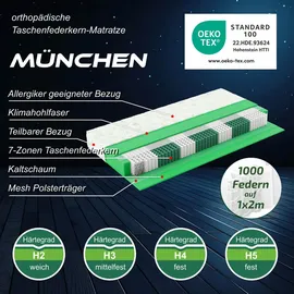 Matratzen Perfekt Matratze 90x200cm H5 München Taschenfederkern 1000 Federn