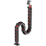 NanoRS RS125 Kabelkanal Organizer 1345 mm schwarz rot | Modularer Kabelschutz für Schreibtisch | 2‐Kanal Ordnungssystem ohne Bohren | Gaming Stil Kabelmanagement