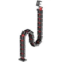 NanoRS RS125 Kabelkanal Organizer 1345 mm schwarz rot | Modularer Kabelschutz für Schreibtisch | 2‐Kanal Ordnungssystem ohne Bohren | Gaming Stil Kabelmanagement