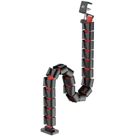 NanoRS RS125 Kabelkanal Organizer 1345 mm schwarz rot | Modularer Kabelschutz für Schreibtisch | 2‐Kanal Ordnungssystem ohne Bohren | Gaming Stil Kabelmanagement