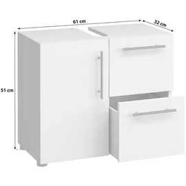 VCM Waschbeckenunterschrank Flandu 2 Schubladen 61 x 51 x 32 cm Schwarz