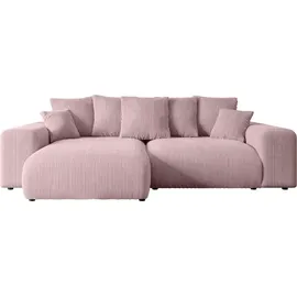 altdecor Ecksofa Cord mit Schlaffunktion 2-Sitzer Rosa