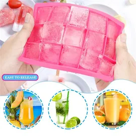 Intirilife 2x Eiswürfelformen in PINK – 2er Set à 15 Fächer Eiswürfel Silikonformen mit Deckel – 13x2.5x18 cm , Barzubehör & Weinzubehör, Barzubehör