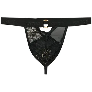 WOH Herren G-String - Pure Seduction, Spitze, Metalldetail, durchsichtig Schwarz L