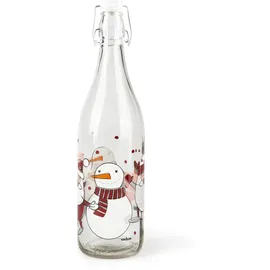 Excelsa Snowman Glasflasche, Fassungsvermögen 1 l, Höhe 32,5 cm.