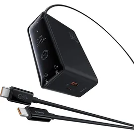 Baseus GaN 3x USB-C USB DC, 240W Smart-Desktop-Schnellladegerät – Schwarz