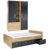 Arthur Berndt Jugendzimmer Set 3-tlg. Bett Kleiderschrank Bettkästen