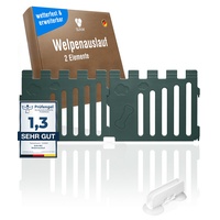 SUN-M Welpenauslauf Add On Element 60cm hoch Waldgrün I 2-teilig I Welpenzaun für Garten & Wohnung I Wetterfest I Inkl. Saugnäpfe I Flexibler Welpenlaufstall für Hunde I - Welpengehege