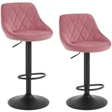 Woltu Barhocker Tresenhocker, Gute Gepolstert, Samt, Hocker höhenverstellbar drehbar, Rosa