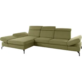 sit&more Ecksofa SIT & MORE "Brisbane L-Form", grün (olive), B:319cm T:181cm, Soft clean (98% Polyester, 2% Polyamid), Sofas, Ecksofa, Fußhöhe 15 cm, inklusive Sitztiefen-, Armteil- und Kopfteilverstellung