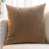 SWJ-swjssb Kissenbezug 80x80, 2er Set,Sofa Kissenbezüge 65x65,Kord Zierkissenbezug Dekokissen Sofakissen Bezug Groß Kissenhülle Dekorative Weiche Zierkissenbezüge Kissen Bezug(Kamel,80x80 cm)