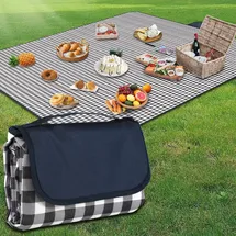 YAOMAISI Picknickdecke Blaues Gitter 300 x 200 cm